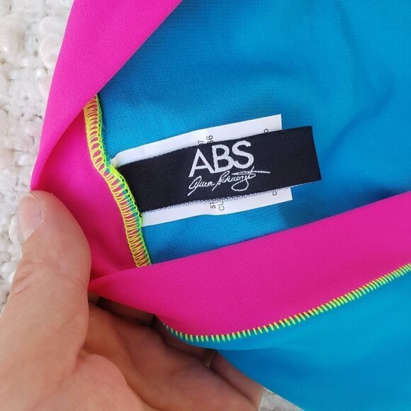 NWT ABS Allen Schwartz Neon Blue Green Pink Hipster Bikini Bottoms - Picture 6 of 9
